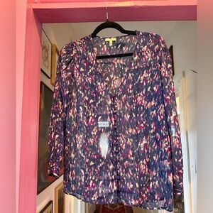 Joie Navy and Pink Patterned Blouse